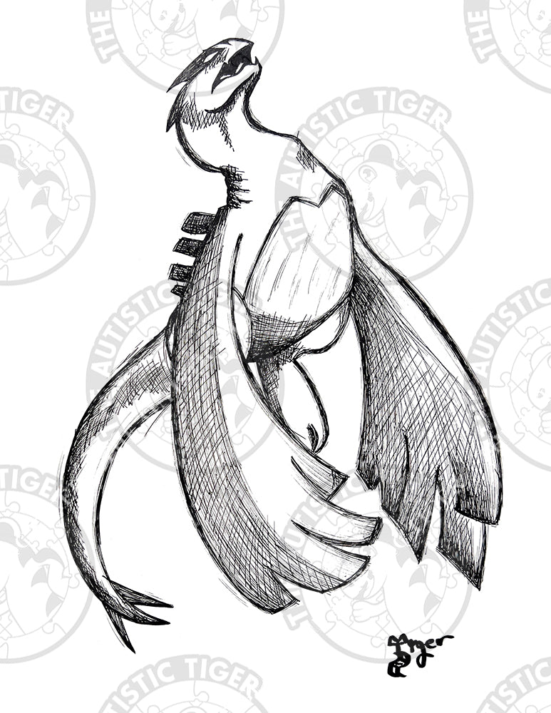 Art Print - P73 Lugia B/W - Pokemon