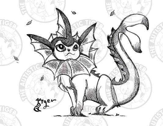 Art Print - P75 Vaporeon B/W - Pokemon