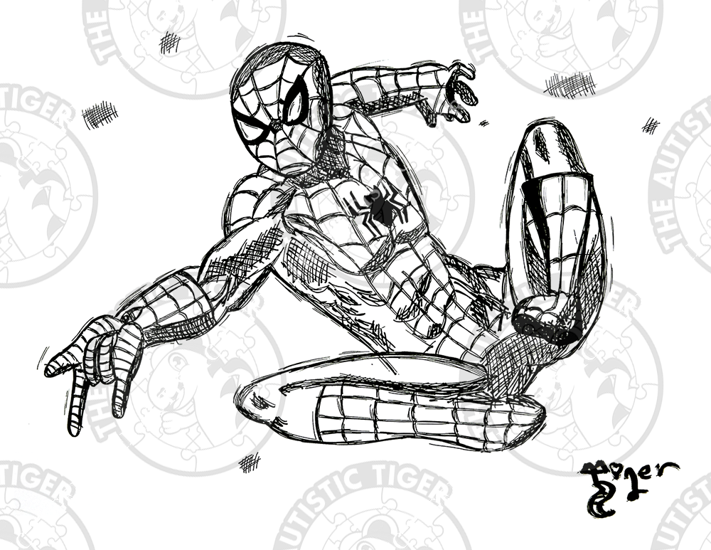 Art Print - P76 Spiderman B/W - Marvel