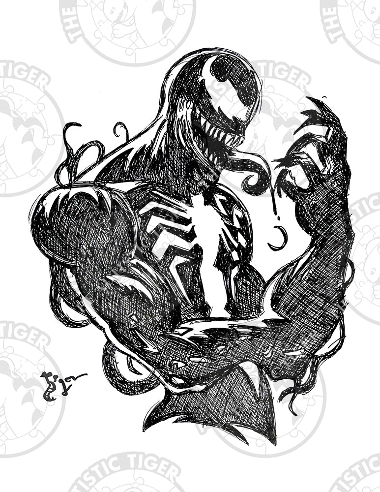 Art Print - P78 Venom B/W - Marvel