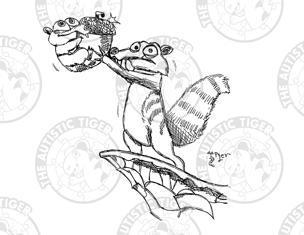 Art Print - P8 Scrat with Acorn B/W - Ice Age