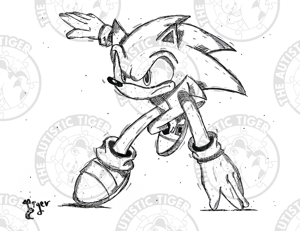 Art Print - P89 Sonic in Action B/W