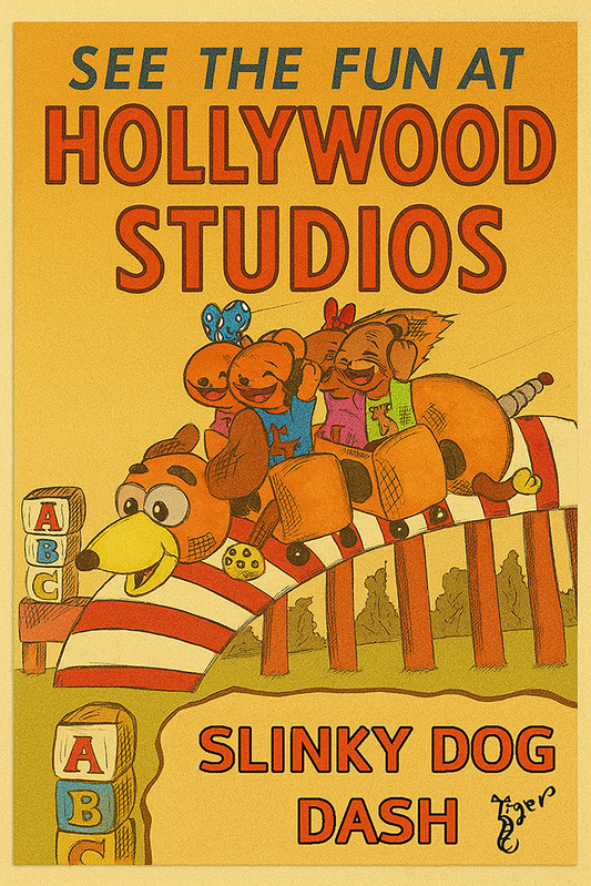 Art Print - PC22 See the Fun at Hollywood Studios - Slinky Dog Dash - TAT Postcard