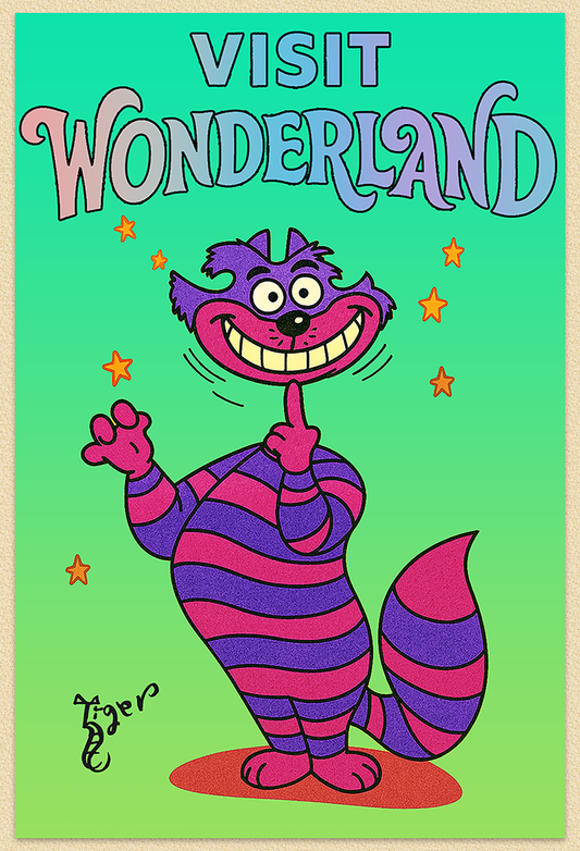 Art Print - PC28 Visit Wonderland - Cheshire Cat - Postcard