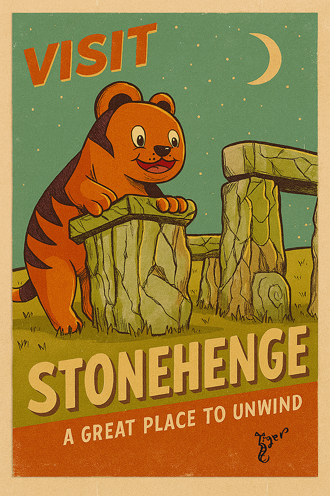 Art Print - PC9 Visit Stonehenge - TAT Postcard