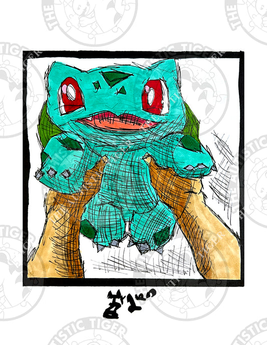 Art Print - PK15 Ash Holds Bulbasaur - Pokemon