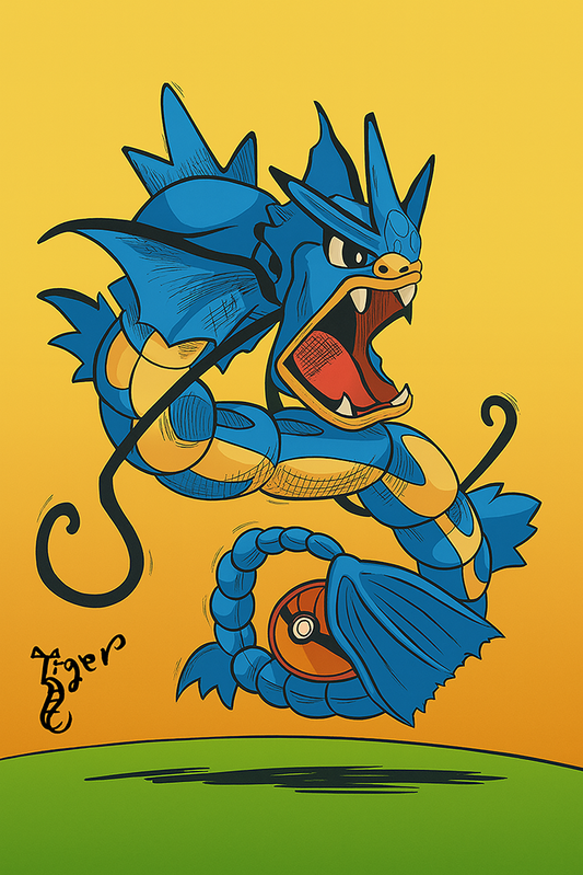 Art Print - PK21 Blue Gyarados Color - Pokemon
