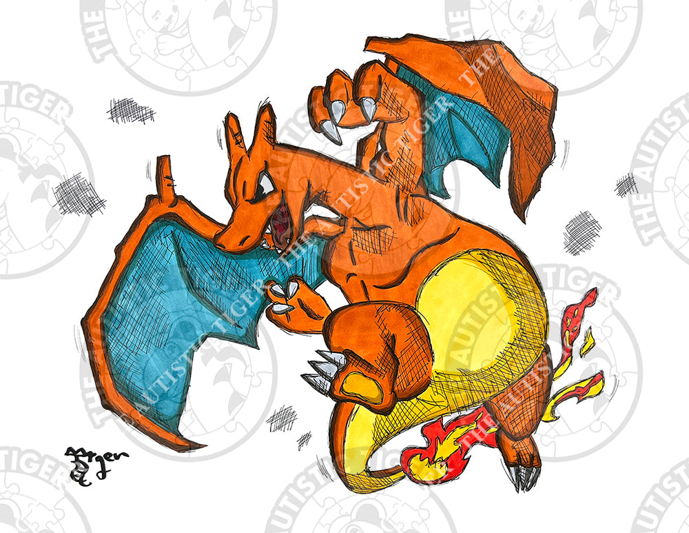 Art Print - PK6 Angry Charizard - Pokemon