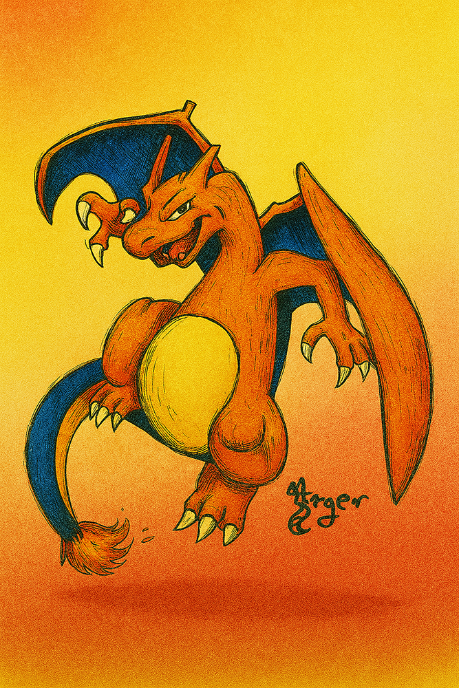 Art Print - PK7 Charizard Color - Pokemon