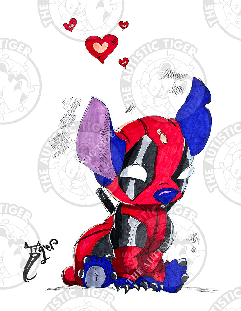 Art Print - S17 Deadpool Stitch - Lilo and Stitch