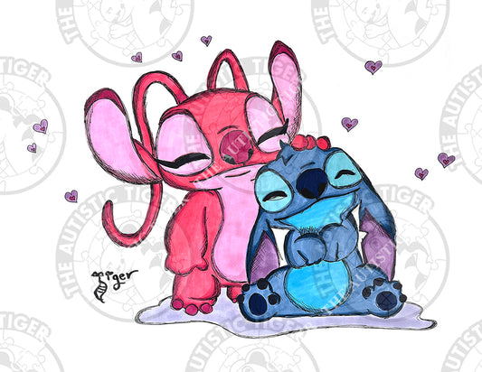 Art Print - S1 Angel Pats Stitch - Lilo and Stitch