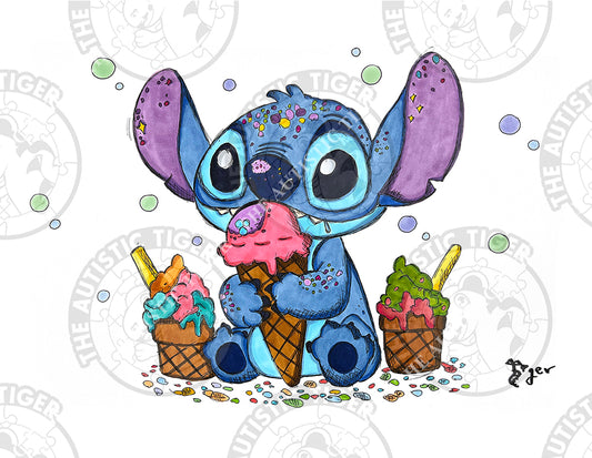 Art Print - S21 Stitch and Ice Cream - Lilo and Stitch