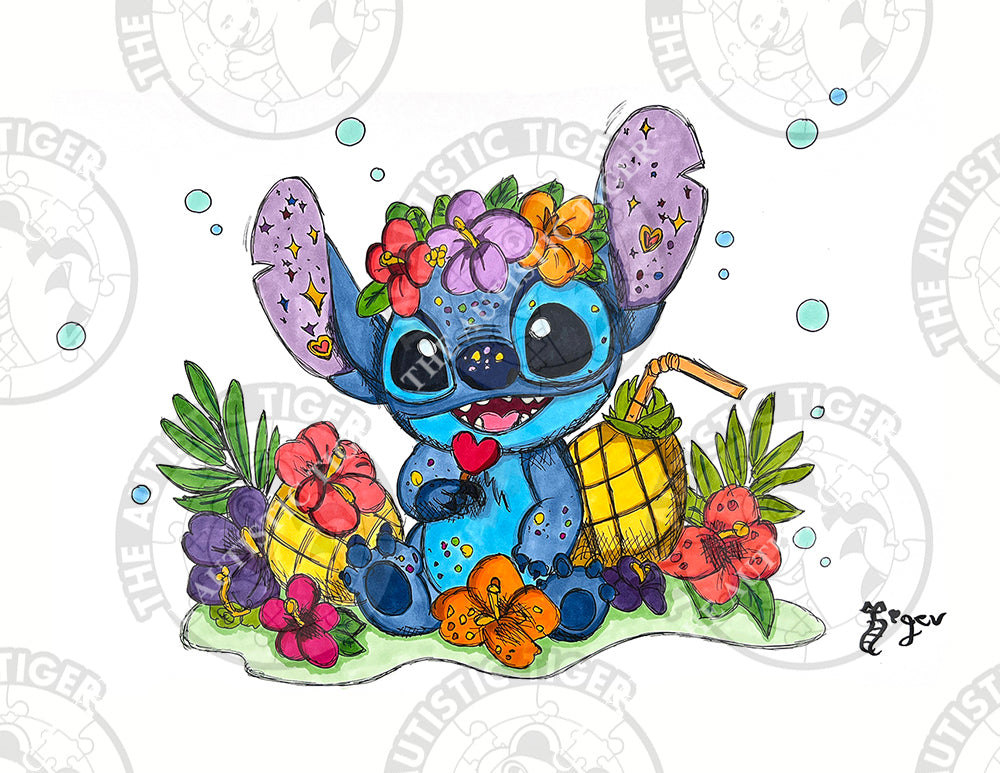 Art Print - S26 Stitch in Paradise - Lilo and Stitch