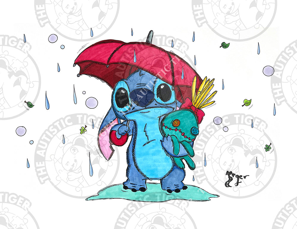 Art Print - S27 Stitch Umbrella - Lilo and Stitch