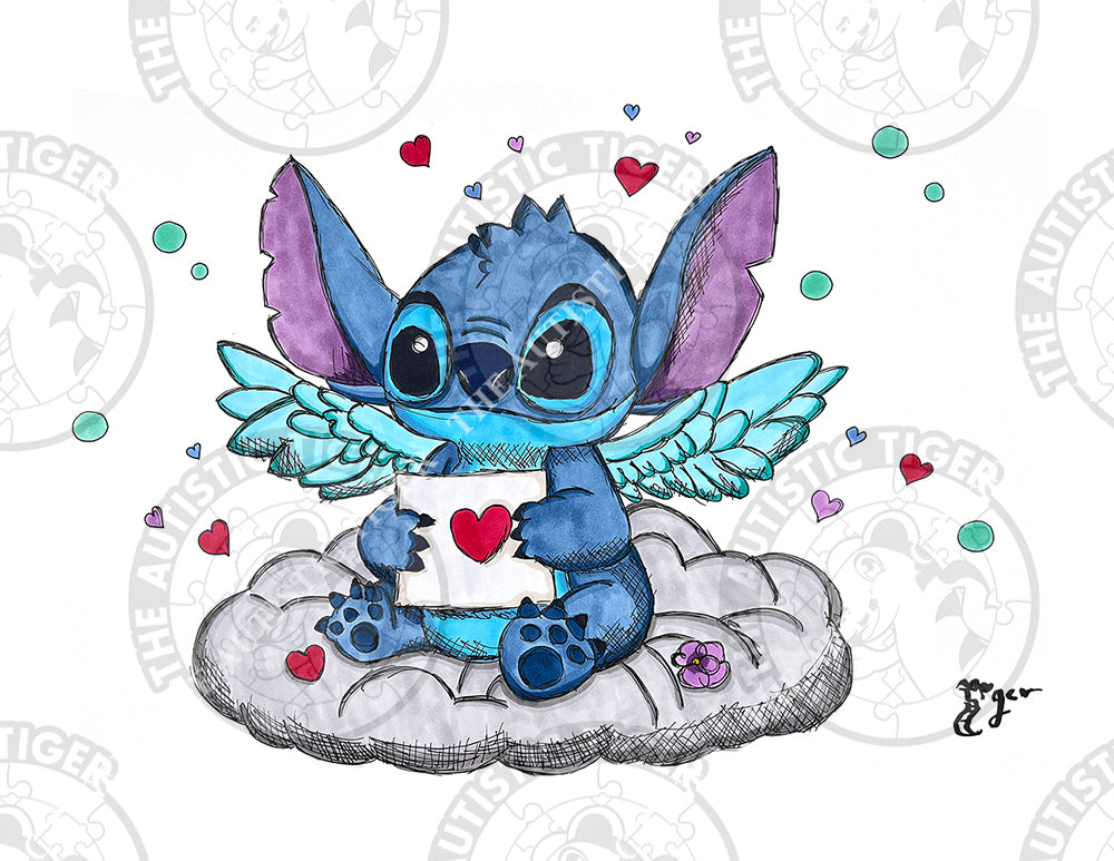 Art Print - S28 Stitch in Heaven - Lilo and Stitch