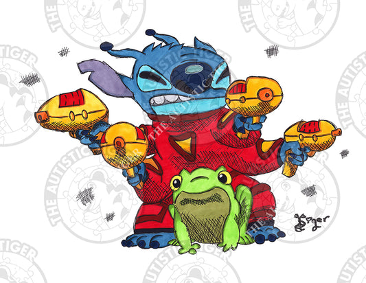 Art Print - S29 Stitch Ray Guns - Lilo and Stitch