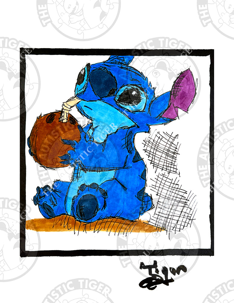 Art Print - S30 Stitch Coconut - Lilo and Stitch