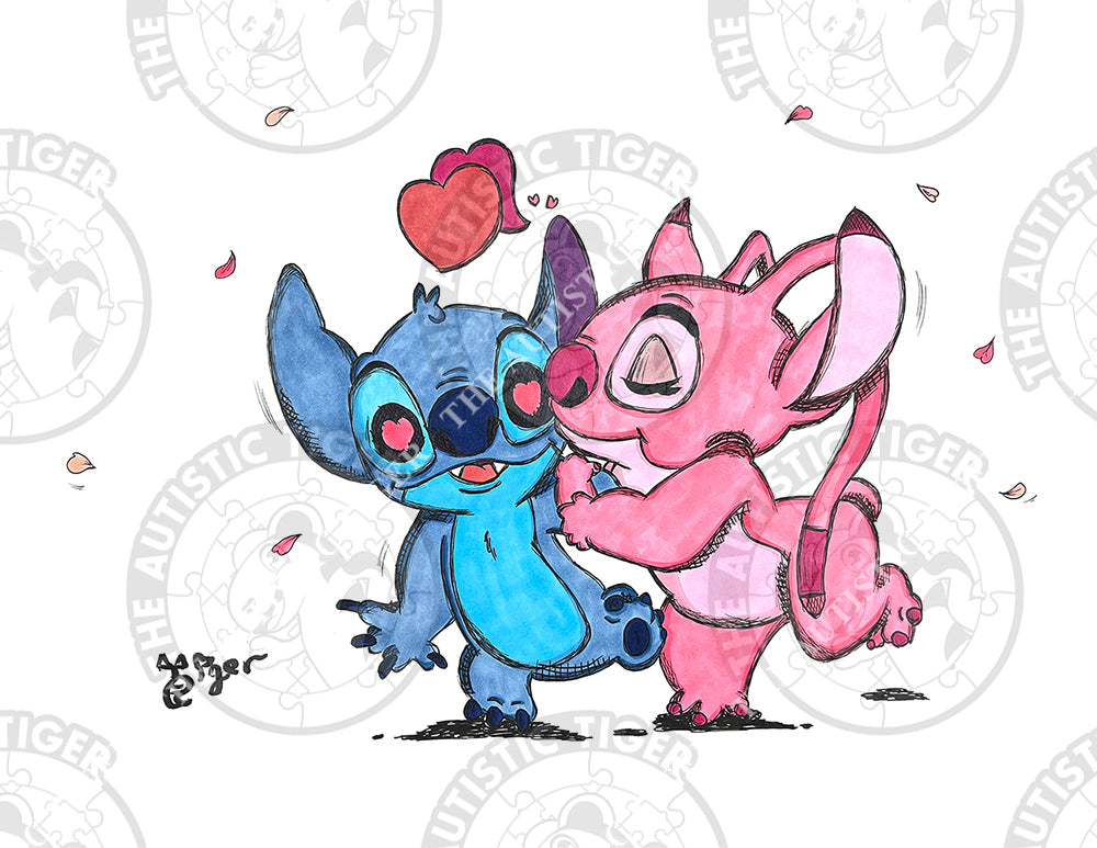 Art Print - S3 Angel Kisses Stitch - Lilo and Stitch