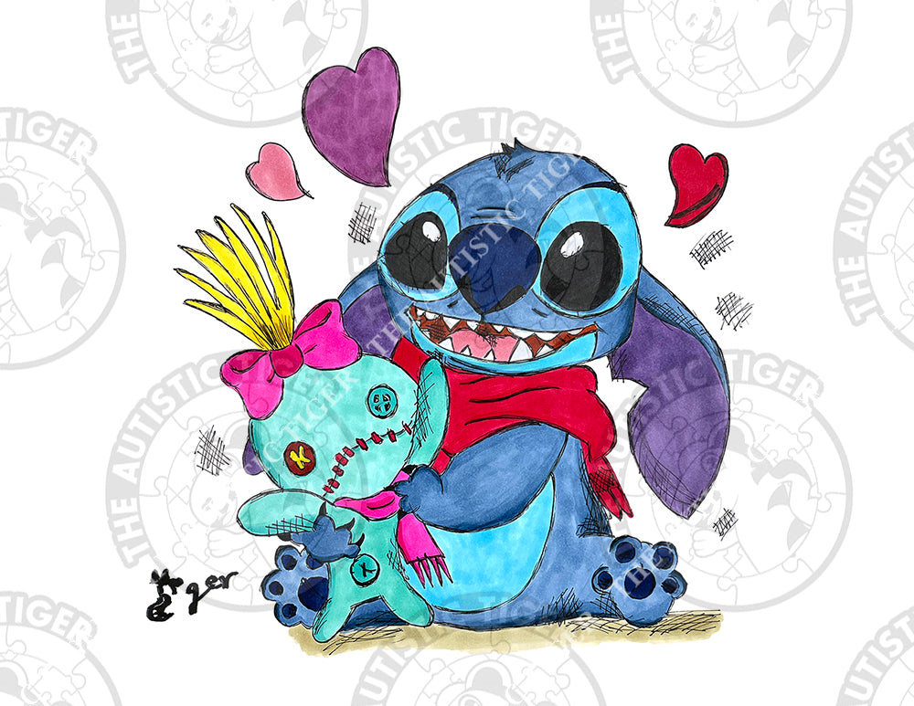 Art Print - S4 Stitch and Scrump - Lilo and Stitch