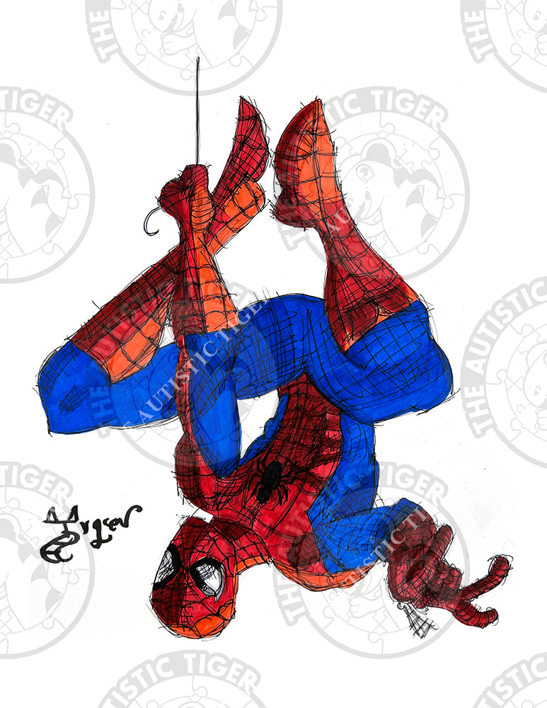 Art Print - SH2 Upside Down Spiderman - Marvel