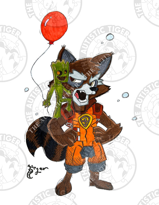 Art Print - SH7 Rocket and Baby Groot - Marvel