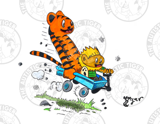 Art Print - T5 TAT and TAL in a Wagon - Calvin and Hobbes