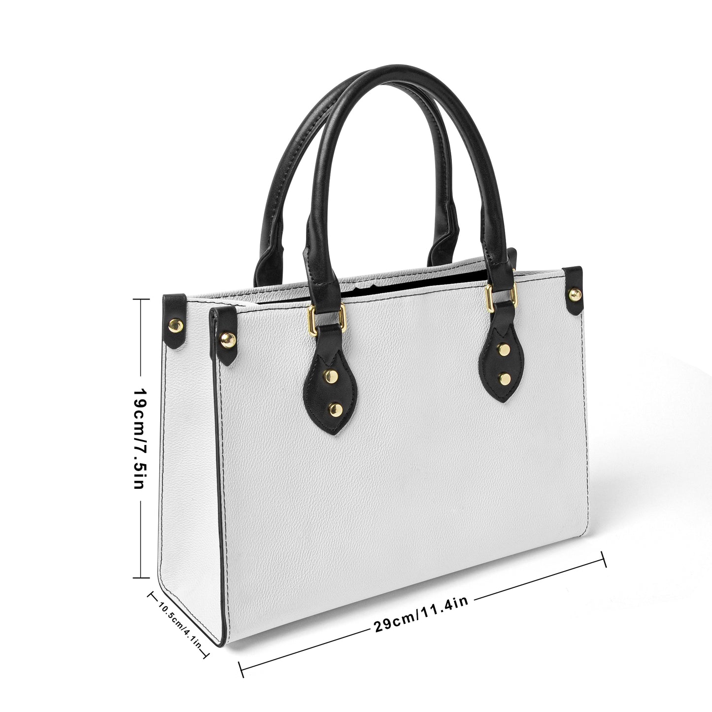 Black Handled Tote - Mickey Face Off - White PU Leather